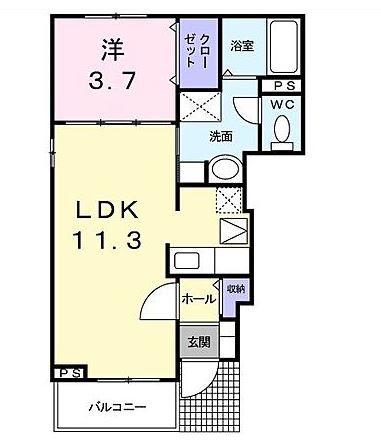 メゾン・ソレイユ(1LDK/1階)の間取り写真