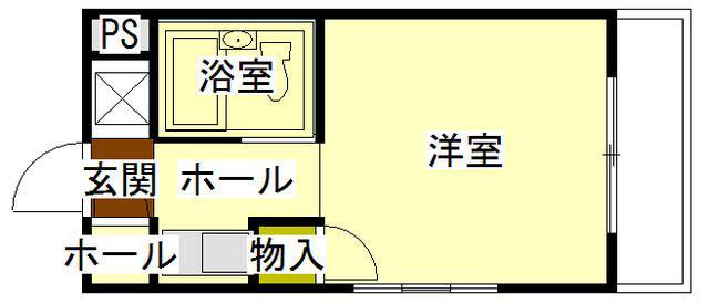 山康ビル(ワンルーム/2階)の間取り写真