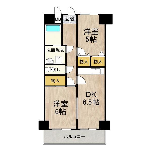 デイグラン長居公園(2DK/4階)の間取り写真