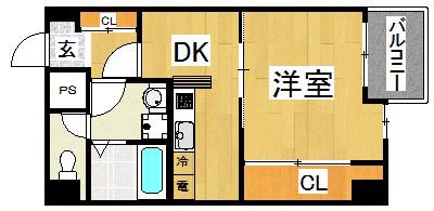 コーポミナミ(1DK/1階)の間取り写真