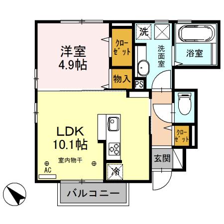 ルミエール(1LDK/1階)の間取り写真