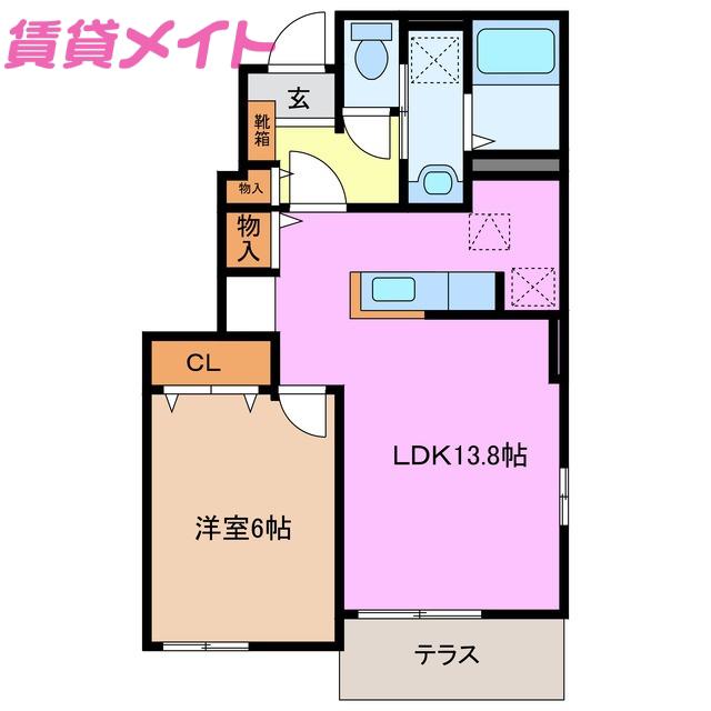 ノーヴァワイII(1LDK/1階)の間取り写真