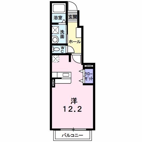 ロジュマンE(ワンルーム/1階)の間取り写真