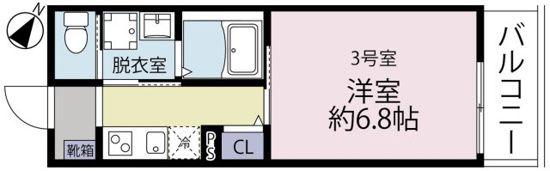 ルミア南林間(1K/2階)の間取り写真