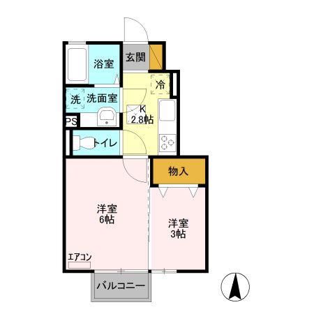 スプリングウィンド B(2K/1階)の間取り写真