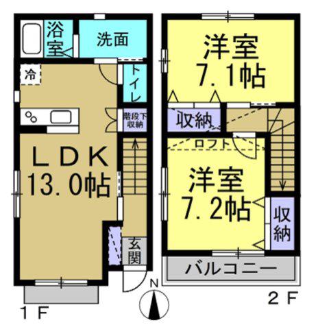ピッコラ・カーザ A棟(2SLDK/1階)の間取り写真