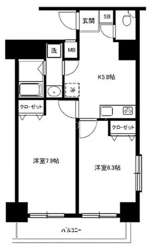 ロリエ笹塚(2K/14階)の間取り写真