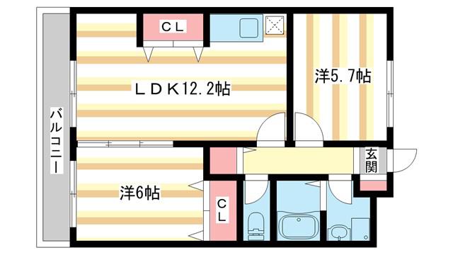 アメニティ前栽II(2LDK/4階)の間取り写真