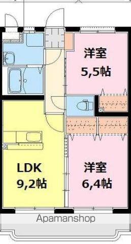 ファミリアODO(2DK/3階)の間取り写真