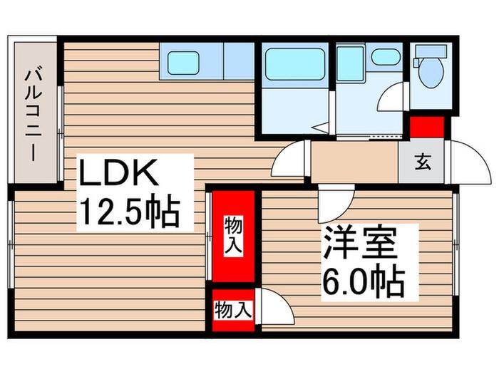 パルシェふじみ野(1LDK/1階)の間取り写真