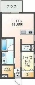 ルミナスパレス名駅(ワンルーム/2階)の間取り写真