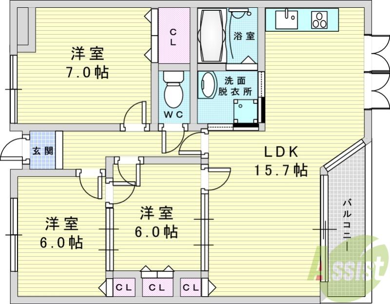 プリモアトーレ(3LDK/2階)の間取り写真