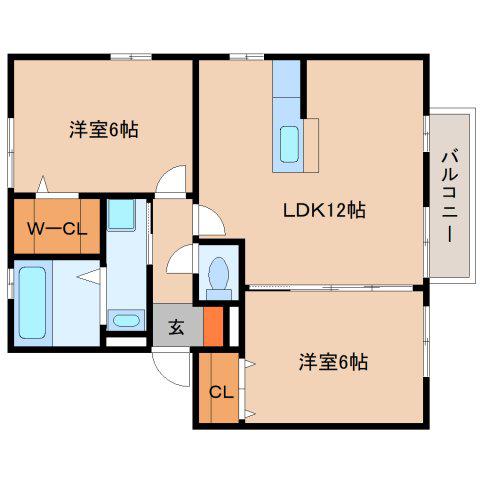 ファイン・コート(2LDK/2階)の間取り写真