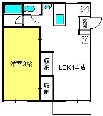 ユリハイツ(1LDK/2階)の間取り写真