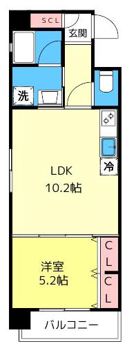 DEMEURE GOKISO(1LDK/3階)の間取り写真