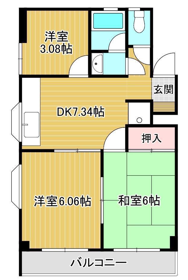 メゾン真舟I(3DK/3階)の間取り写真