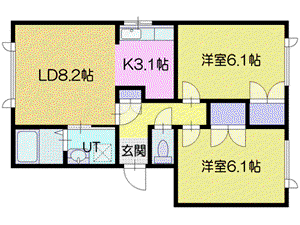 コモドカーサ(2LDK/2階)の間取り写真