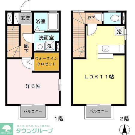ジュネックスB(1LDK/1階)の間取り写真