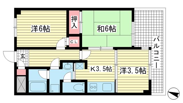 兵庫駅前アーバンライフ(3K/7階)の間取り写真