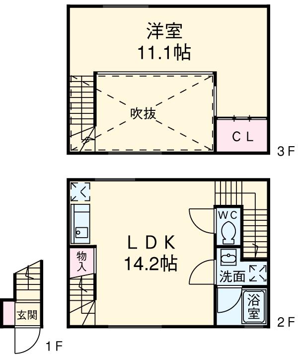 QUARTIER LATIN SANGENCHAYAカルティエラタン(1LDK/2階)の間取り写真