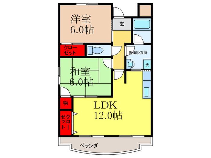リファインドカースル(2LDK/3階)の間取り写真
