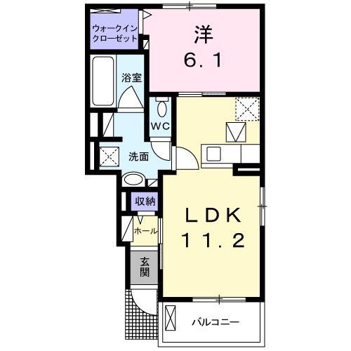 プラシード(1LDK/1階)の間取り写真