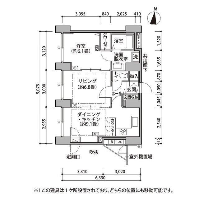 東雲キャナルコートCODAN14号棟(1LDK/6階)の間取り写真
