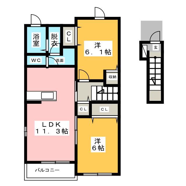 ペナブランカ(2LDK/2階)の間取り写真