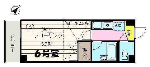 エルム国立(1K/3階)の間取り写真