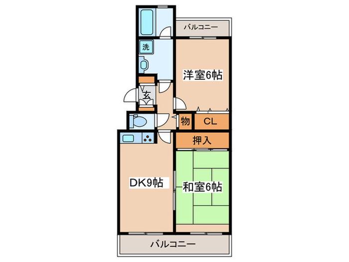アコルデ鷺沼(2DK/2階)の間取り写真