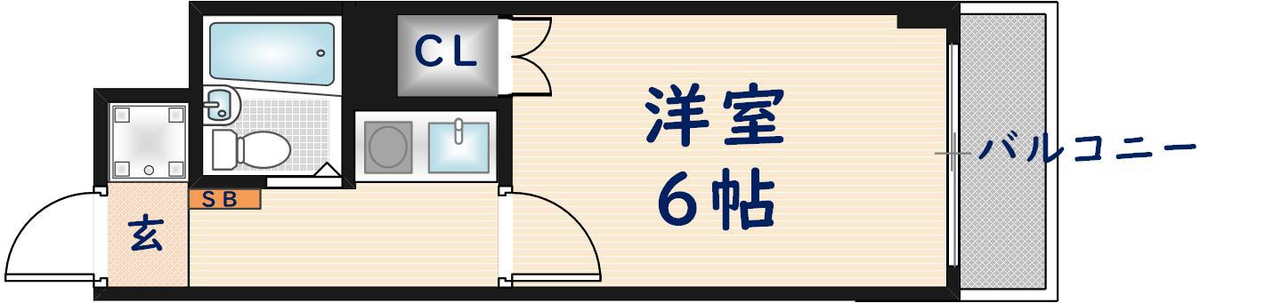 サンライフ若江(1K/1階)の間取り写真