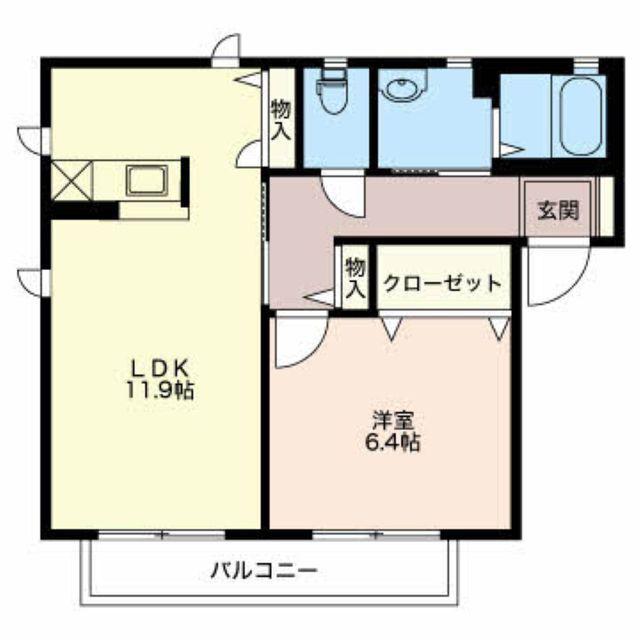 ボヌール上郷(1LDK/1階)の間取り写真