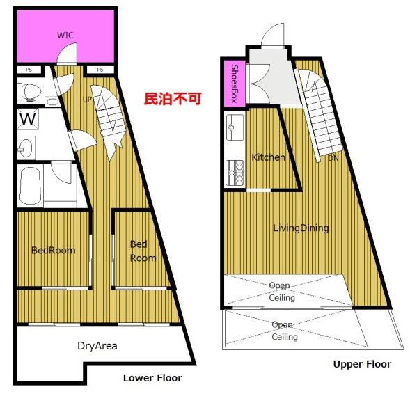 定期築3年 GRANDUO代々木2 YGW(2LDK/B1階)の間取り写真