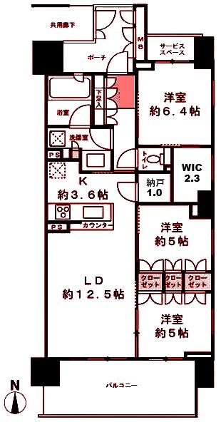 パークホームズ川崎大師表参道(3LDK/13階)の間取り写真