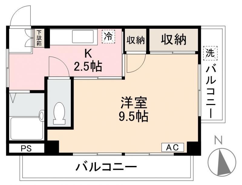 ホワイトマンション(1K/2階)の間取り写真