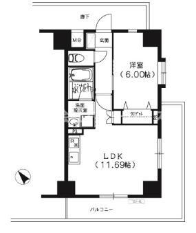 S-FORT船橋塚田(1LDK/4階)の間取り写真