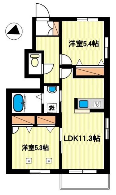 AMI COURT(2LDK/1階)の間取り写真