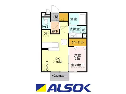 ウィットS鳥羽(1DK/2階)の間取り写真