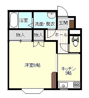 グランディア堀之内(1K/1階)の間取り写真