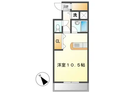 ドムス倉敷(ワンルーム/1階)の間取り写真