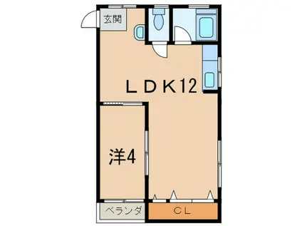 クリーンハイツ大原(1LDK/3階)の間取り写真