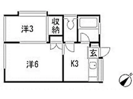 ビューハイツ木山 201(2K/2階)の間取り写真