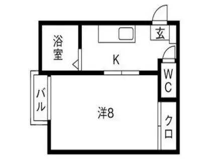 セレーノ(1K/2階)の間取り写真
