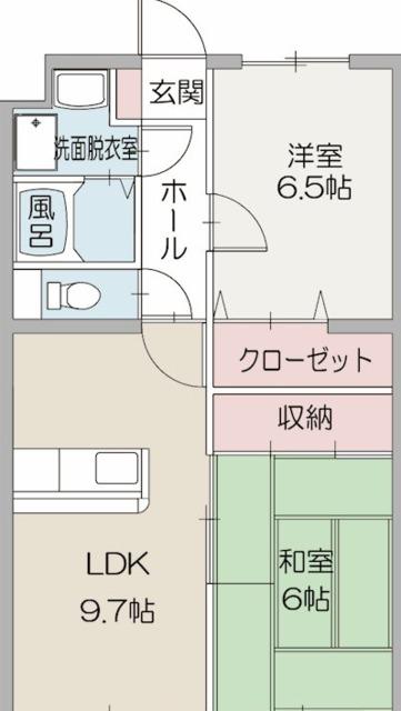 グランドゥール(2LDK/2階)の間取り写真