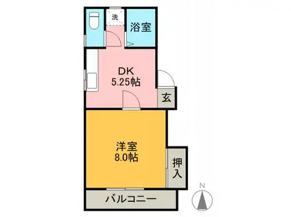 コーポみやび(1DK/2階)の間取り写真
