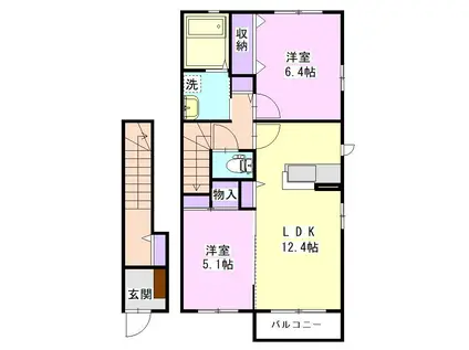 ベルパティオA 201(2LDK/2階)の間取り写真