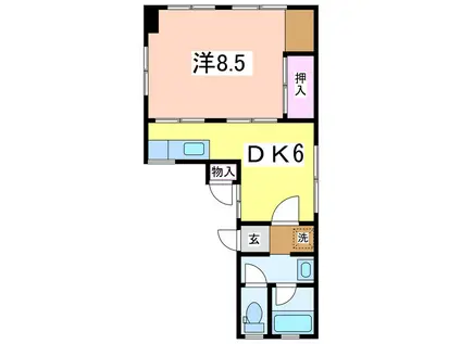 まいづるマンション(1DK/4階)の間取り写真