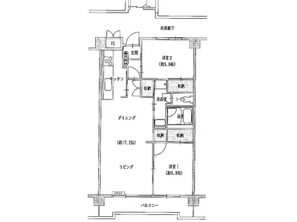 大手町ビル(2LDK/4階)の間取り写真