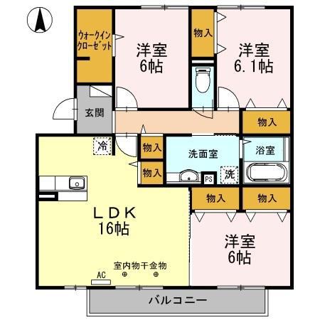グランディール川尻(3LDK/2階)の間取り写真