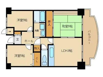 プレスト・コート 弐番館(3LDK/4階)の間取り写真